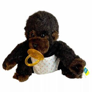1983 Dakin Nature Babies Goo Goo Gorilla Plush Baby Monkey Pacifier Stuffed